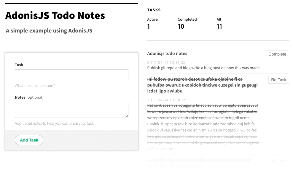 AdonisJS ToDo Notes